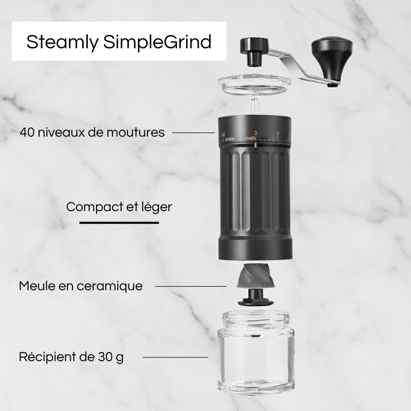Steamly SimpleGrind - Moulin à Café Manuel Transportable